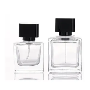 Frasco de vidro transparente para perfume, frasco de vidro preto para perfume e uso em 2022, 50ml e 100ml