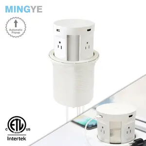 4 US Outlets,2 USB Charger, 1Wireless Charger Motorized Pop Up Power Socket For Conference Table