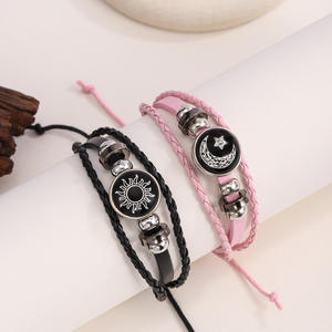 Pulsera Luminosa de Sol y <span class=keywords><strong>Luna</strong></span> para Parejas, Unisex, Vintage, Tejida, Multicapa, con Cuentas de Vidrio Lampwork, Accesorio de Moda para Parejas - Product Image 4