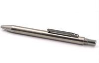Pena Taktis JXT EDC Kit Ballpoint Presisi dari Paduan Titanium dengan Tombol Tekan dan Mekanisme Bolt Action Warna Biru Abu-abu