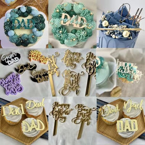 Hstyle nueva llegada Feliz Día del Padre acrílico pastel Toppers Cupcake decoración suministros amor papá acrílico lado pastel decoraciones - Product Image 5