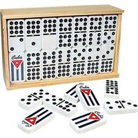 Drapeau cubain, ensemble de dominos à neuf avec étui en bois