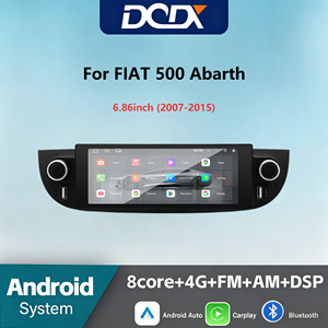 Autoradio Android 6,86 pouces pour <span class=keywords><strong>Fiat</strong></span> <span class=keywords><strong>500</strong></span> Abrath (2007-2015), avec CarPlay sans fil et Android Auto, navigation GPS, radio multimédia - Product Image 1