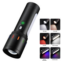 Lampe torche zoomable en alliage d'aluminium haute luminosité 1000+ lumens, étanche IP55, laser blanc, rechargeable USB-C, SOS/lumière rouge