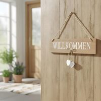 Lot de 2 Panneaux de Bienvenue en MDF, Cœur en Bois, Décoration Murale pour Porte de Ferme, Décoration de Porte, Décoration de Bienvenue