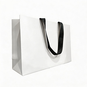 Custom Black Paper Shopping <b>Bag</b> With Flat Handles Classic Style Art Paper Business Gift Packaging - Product Image 2