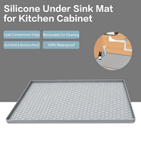 Tapis de protection en silicone pour armoire de cuisine avec rebords surélevés, sous évier, pour éviter les gouttes, doublure imperméable pour base d'armoire de cuisine