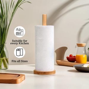 Nouveau support de papier absorbant en bambou pour cuisine, distributeur de serviettes en papier sur pied, support de rouleau de serviettes de salle de bain, organisateur de rouleaux de papier pour comptoir - Product Image 5