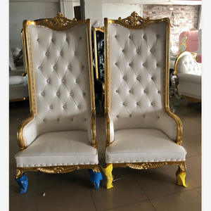 Matrimonio a buon mercato sposa e sposo oro schienale alto re trono sedie matrimonio, sedie <span class=keywords><strong>theone</strong></span> sedie lanciate di lusso - Product Image 3