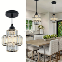Suspension moderne minimaliste en fer à double couche avec cristaux, super lumineuse et à intensité variable, taille moyenne, pour chambre et salle à manger