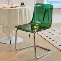 Chaise de salle à manger en plastique acrylique transparent de style nordique avec dossier, design minimaliste moderne, mobile pour la maison et le commerce
