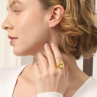 Bague créative en forme de beurre pour femmes, en acier inoxydable plaqué or 18 carats, tendance européenne et américaine, personnalité de niche, polyvalente