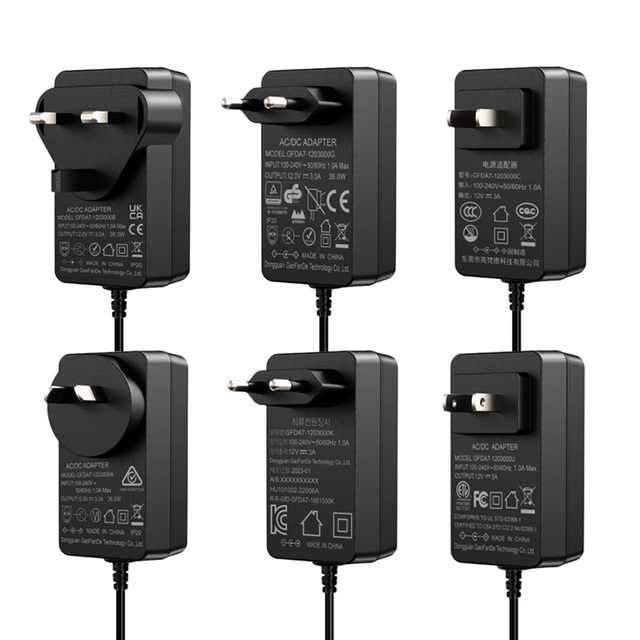 Jingsai 36W Plug in Charger with Power Adapter 12V 3A 15V 2A 18V 2A 24V 1.5A PVC Material GS/CE/PSE/ETC/FCC/SAA/KC Certified