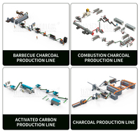 Ligne de production de charbon de bois sans fumée en continu à partir de coques de noix de coco écologiques et de déchets agricoles, avec briquettes à roulement motorisé