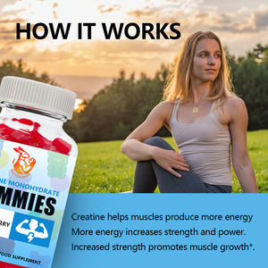 Gomitas de Creatina Monohidrato Naturales y Veganas, Suplemento de Creatina Monohidrato para Adultos, Gomitas para Aumentar la Energía - Product Image 6