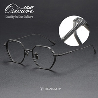 Lunettes de vue de marque de luxe Gerany Eyewear en stock, logo personnalisé, verres polygonaux, montures optiques de luxe en titane pour hommes