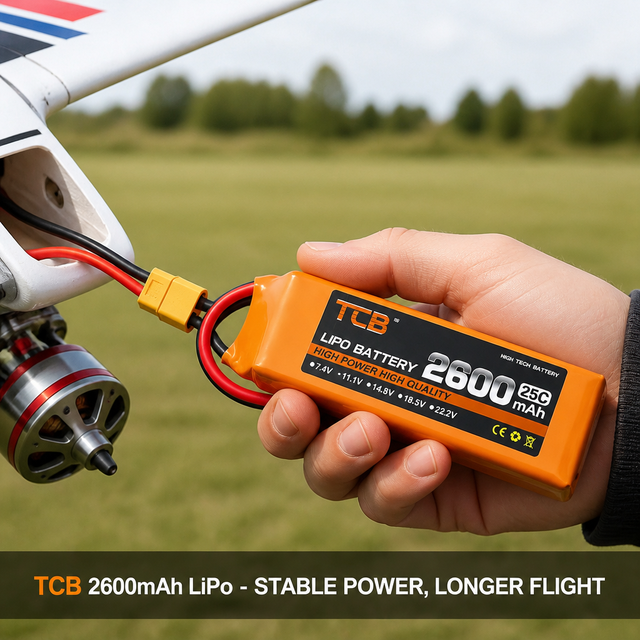 TCB 2600mAh 25C 35C LiPo Battery, 2S-3S-4S-5S Rechargeable Battery for RC Airplane Fixed-Wing RC Car RC Boat