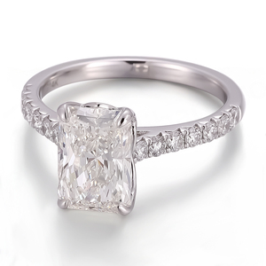 Bague de fiançailles en diamant de laboratoire taille baguette DEF VVS plaqué or 18 carats sur argent sterling 925, bijoux faits à la main pour femmes - Product Image 2