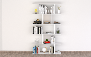 Tủ Sách gỗ rắn hiện đại của du's, xuất hiện màu trắng thanh lịch, đơn vị lưu trữ 5 kệ. Dung lượng lưu trữ rộng rãi. - Product Image 2