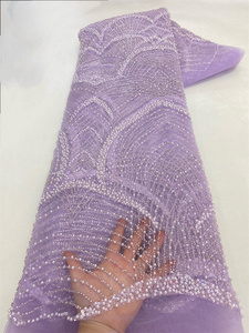 NI.AI кружево с блестками и бисером, свадебная полоса, кружевная ткань, роскошная вышивка, жемчуг, блестки, кружевная ткань - Product Image 6