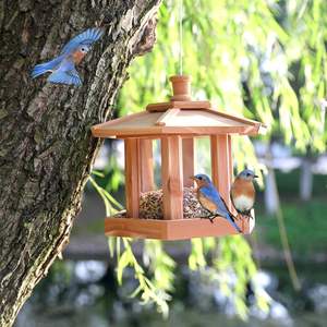 سعة كبيرة أرز أحمر على شكل مسدس تغذية الطيور مقاومة للماء خشبي بيت الطيور الكرادلة حديقة منزل الحيوانات الأليفة الأثاث - Product Image 3