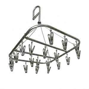 Heavy Duty 20 <strong>Pegs</strong> Stainless Steel Rectangle Sock <strong>Dryer</strong> with Windproof Locking Latch Outdoor Balcony Laundry Hanging Rack - Product Image 1