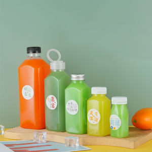 Botella de jugo de bebida de plástico PET transparente cuadrada de 250ml, 350ml, 500ml, con tapón de rosca y serigrafía para agua Mineral y té - Product Image 1