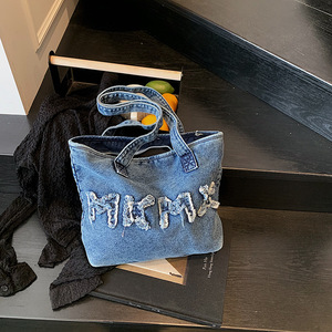 Sacs à main jeans de grande capacité pour femmes, sacs fourre-tout décontractés pour femmes, sacs de livres en denim à la mode pour filles, logo personnalisable, 2025 - Product Image 1