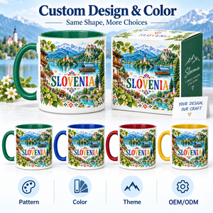 Taza de Cerámica de Recuerdo de Eslovenia con Diseño del Lago <span class=keywords><strong>Bled</strong></span>, Caja de Regalo, Taza de Porcelana Personalizada con Monumentos, Proveedor Mayorista ODM - Product Image 2