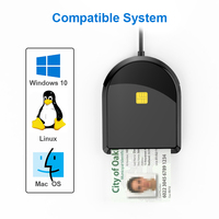 Lector de tarjetas inteligentes USB, lector de chips IC portátil de escritorio, compatible con tarjetas de identificación para sistemas Windows, Mac OS y Linux