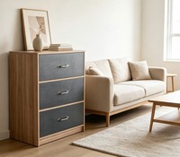 Commode d'hôtel moderne en bois massif avec 3 tiroirs
