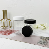 Bocaux ronds en plastique PET noir personnalisés de 50 à 200 ml pour aliments, poudre protéinée, boîtes de voyage, bouteilles en PET avec logo personnalisé