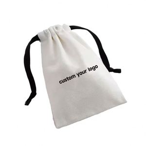 100 Pieces Canvas Cotton Dust Bag Custom Logo Jewelry Packaging Drawstring Pouch With Ribbon Dusty Bag Gift Bag - Product Image 1