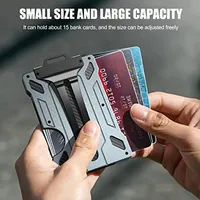 Dompet Logam Aluminium Minimalis Anti-RFID untuk Pria, Model Pendek, Buka-Tutup Depan, Dompet Saku Tipis, Cartera Hombre
