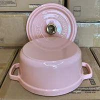 Marmite en fonte émaillée de style nordique rose crème Morandi, compatible avec tous les types de cuisinières, pour ragoût/soupe/cuisson