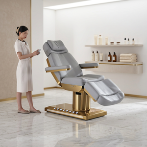 <span class=keywords><strong>Table</strong></span> <span class=keywords><strong>de</strong></span> <span class=keywords><strong>massage</strong></span> électrique moderne multifonction en cuir gris pour salon <span class=keywords><strong>de</strong></span> beauté, <span class=keywords><strong>hydraulique</strong></span>, pour tatouage, physiothérapie et soins du visage - Product Image 1
