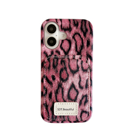 Coque de téléphone à imprimé léopard avec emplacement pour une seule carte pour iPhone 18 Pro Max 17 16 15 14 13, fine, antichoc, protection arrière