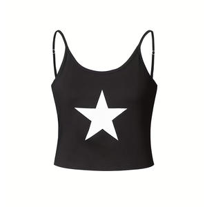 Z-4891 Nouvelle collection européenne et américaine, best-seller transfrontalier sur eBay, photo réelle, populaire, débardeur ultra-court imprimé étoile à cinq branches - Product Image 1