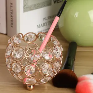Ornamentos de cristal de vidro, caneta de cristal, suporte para pincel de maquiagem, balde de cristal