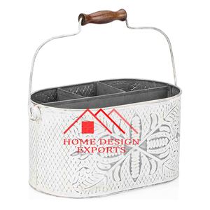 Compartiments fait à la main forme ronde argent enduit meilleur vendeur Offre Spéciale galvanisé métal support de cuisine ustensile Caddy maille métallique 4 - Product Image 3