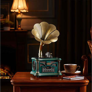 Wireless Vintage Gramophone <b>Speaker</b> BT USB FM Radio 3 Speed Turntable <b>Record</b> <b>Player</b> Playback Home Audio Decor Wood Hot Sale - Product Image 2