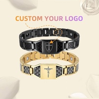 Logo personnalisé à la mode santé aimant ion négatif en acier inoxydable étanche prêt à l'emploi bijoux bracelet en gros pour unisexe