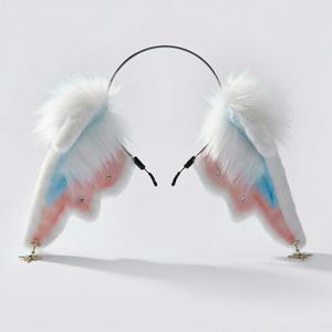 E0014 Angelic ที่คาดผมมีขนยาวหูแกะแบบไขว้น่ารักผ้าหูสัตว์ผ้าคาดผมน่ารักโลลิต้าอุปกรณ์คอสเพลย์ - Product Image 1