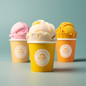 Custom <b>Disposable</b> Yogurt Paper <b>Cups</b> 2oz 3oz 4oz 12oz Packaging Plain Ice Cream Paper <b>Cup</b> with Lid and Spoon - Product Image 4
