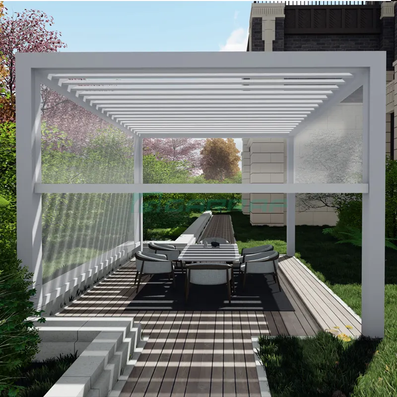 Système de toit à persienne 3x4, abri de jardin, perchoir en Aluminium bioclimatique, perchoir d'extérieur, toit électrique