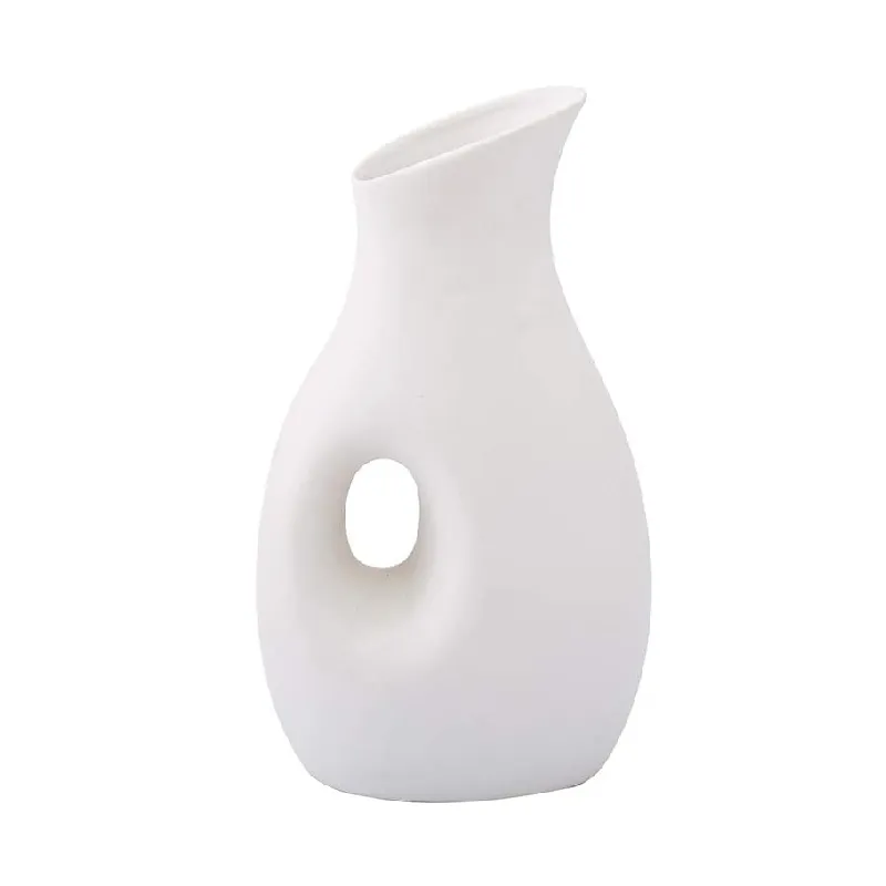 White Ceramic Vase Frosted Matte Design Ideal Gift Water Jug for Friends, Family, Wedding