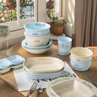 Cadeau de pendaison de crémaillère lettres anglaises ensemble de vaisselle logo personnalisé dîner plats assiettes tasses et bols cuisine ensemble de table en céramique