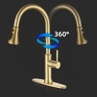 Robinet de cuisine à mouvement plaqué or mat robinet d'eau intelligent à capteur tactile avec couvercle de robinet mitigeur de cuisine poli