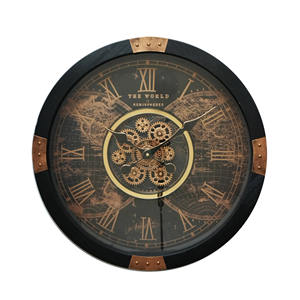 Jam dinding kayu desain pedesaan Retro 25 inci, dioperasikan baterai dengan tampilan jarum roda gigi putar Jam seni kayu dekoratif - Product Image 5