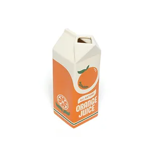 Unique inspired party decorative funny colorful milk carton shape orange juice ceramic vase